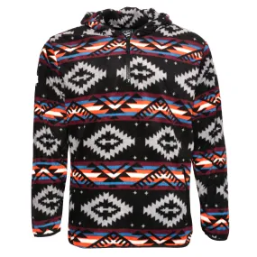 Mens Fleece Hoodie Jacket Navajo Aztec Geometric Print Half Zip Pockets HK80045