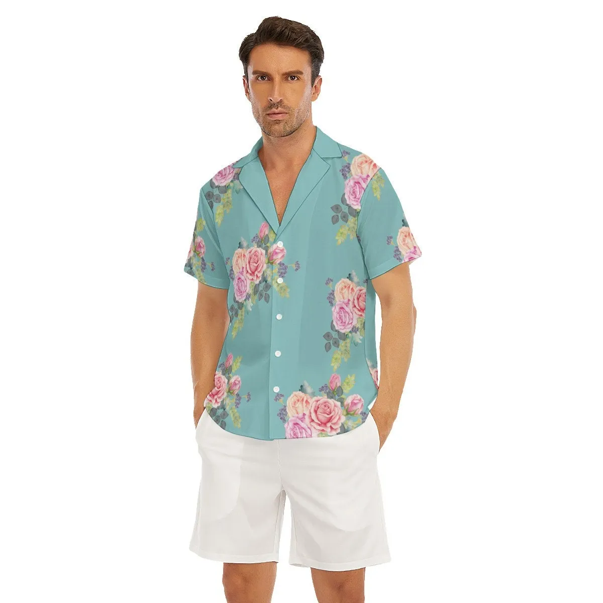 Men's Floral Shirt, Men's Shirt, Men's Deep V-neck Shirt, Men's Casual Shirt, Men's Romantic Shirt, Floral Shirt Men, Men's Dress Shirt