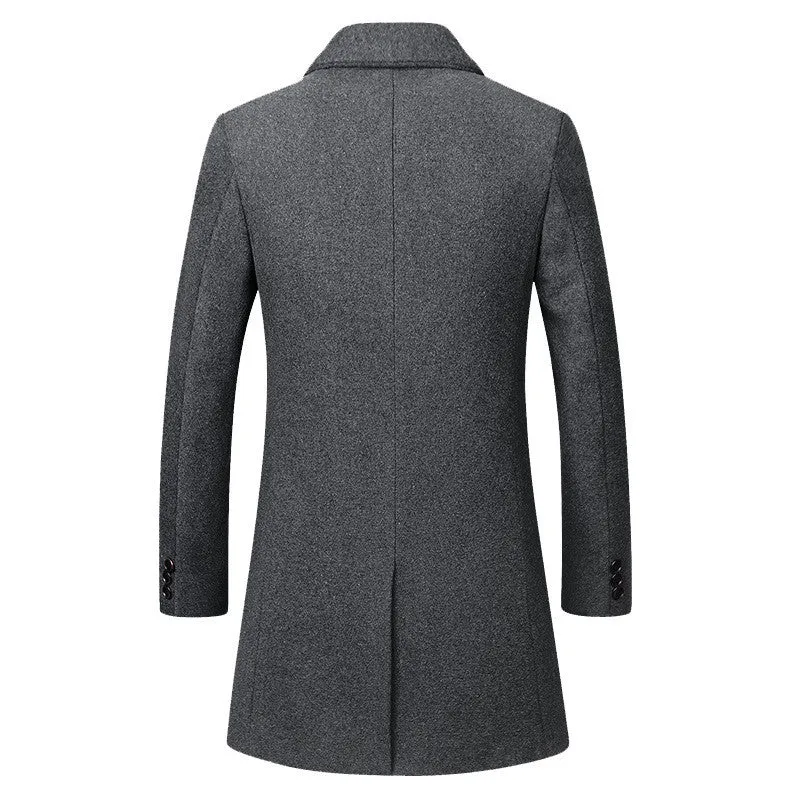 Men's long woolen trench coat