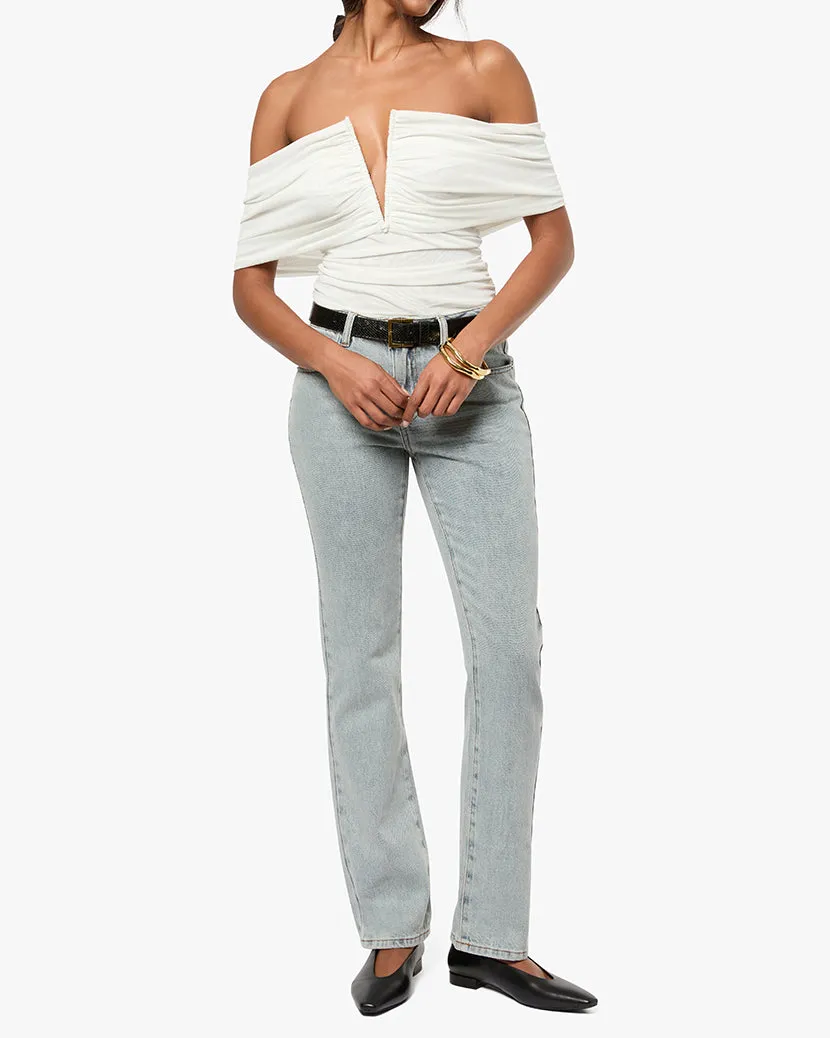 Mid Rise Straight Flare Jean