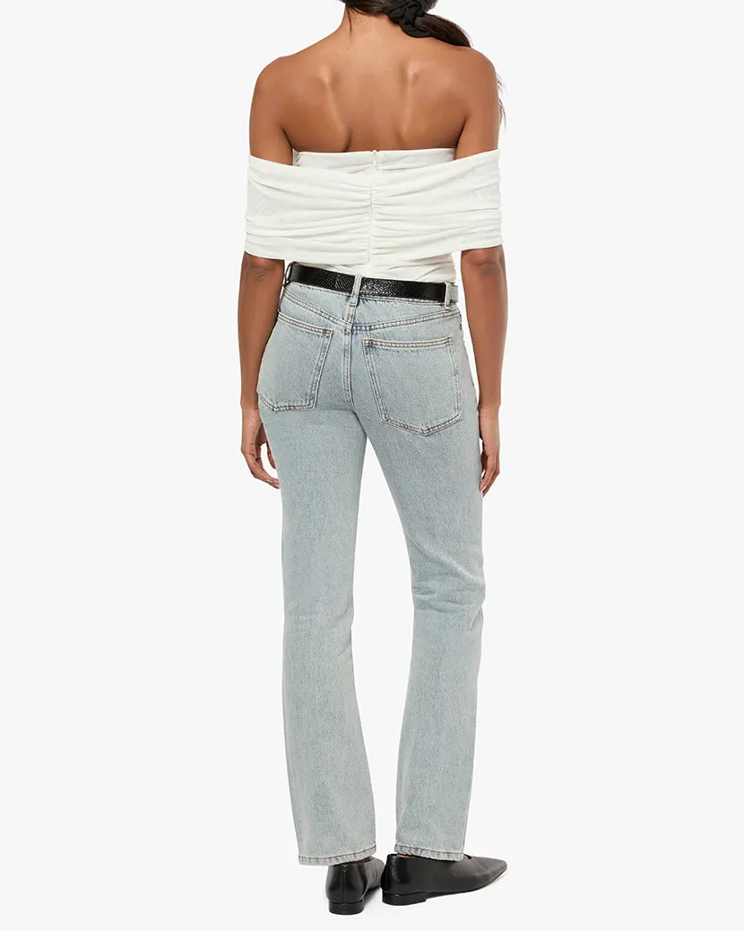 Mid Rise Straight Flare Jean