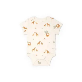 MORI Print Short Sleeve Bodysuit - Giraffe