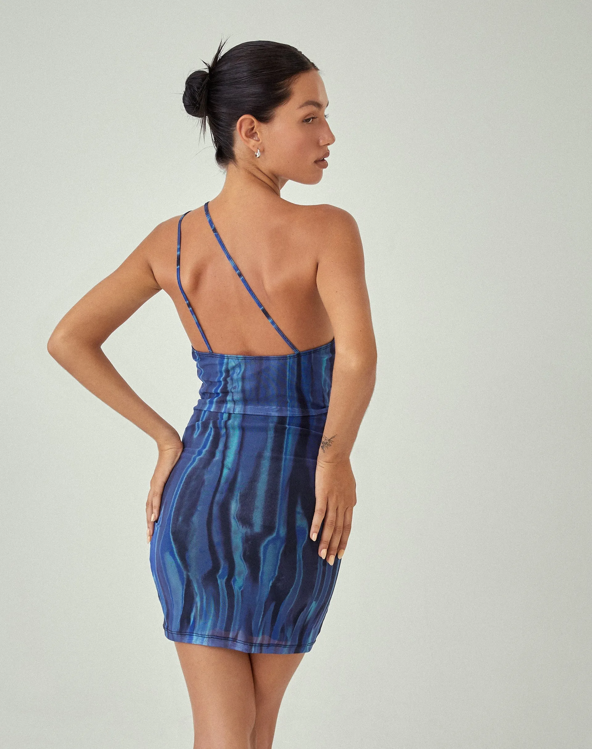 MOTEL X JACQUIE Marda Mini Dress in Colour Bleed Blue