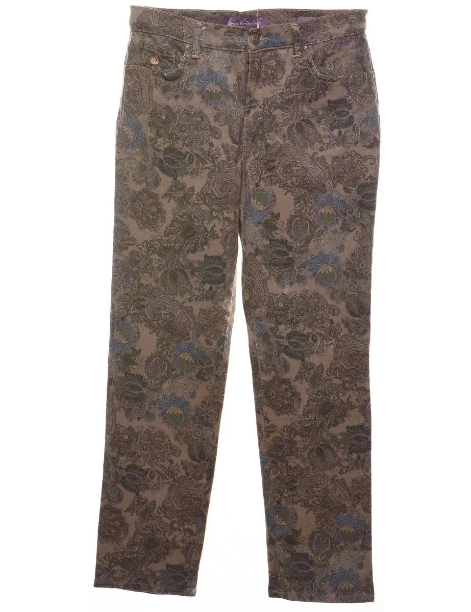 Multi-colour Paisley Design Tapered Jeans - W30 L29