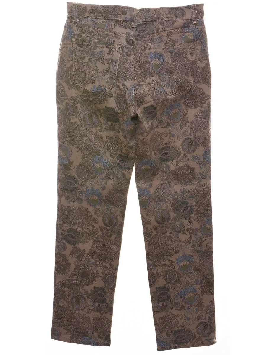 Multi-colour Paisley Design Tapered Jeans - W30 L29