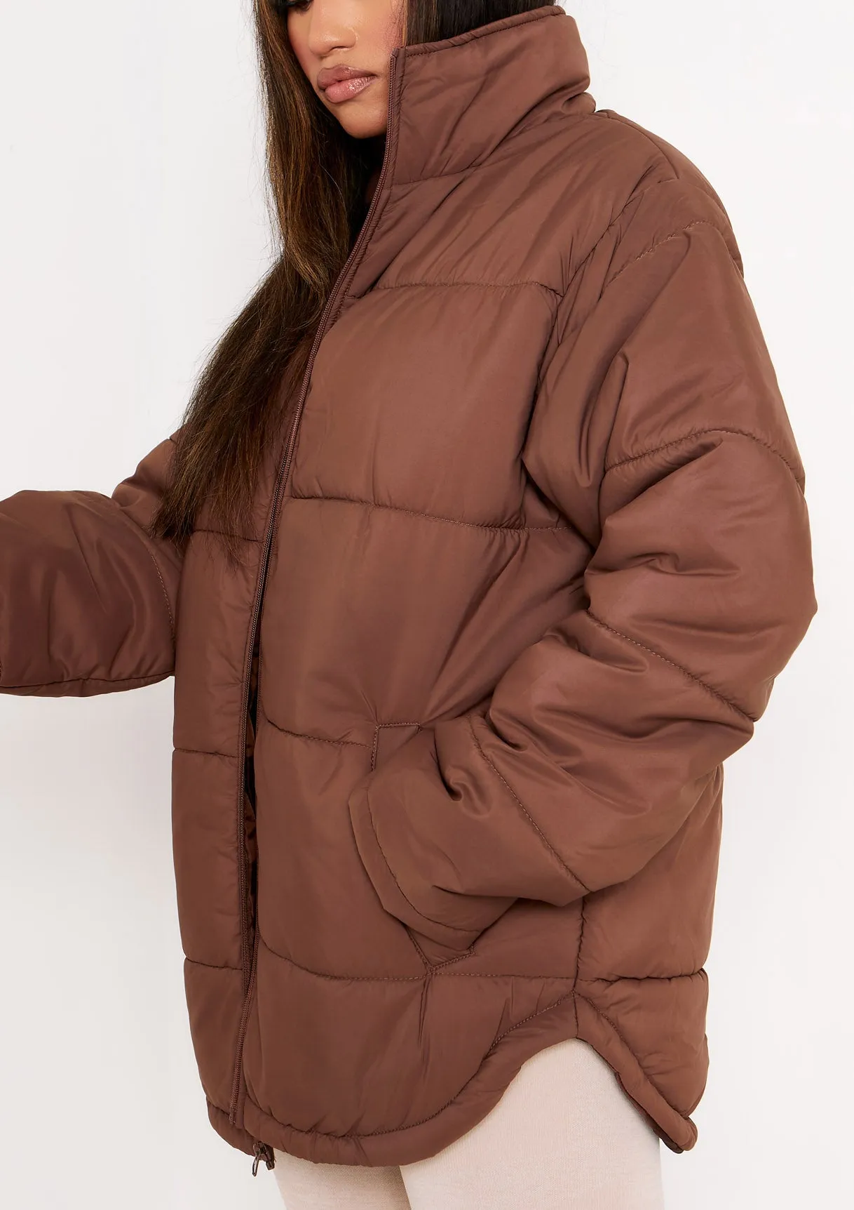 Nalia Chocolate Oversized Puffa Coat