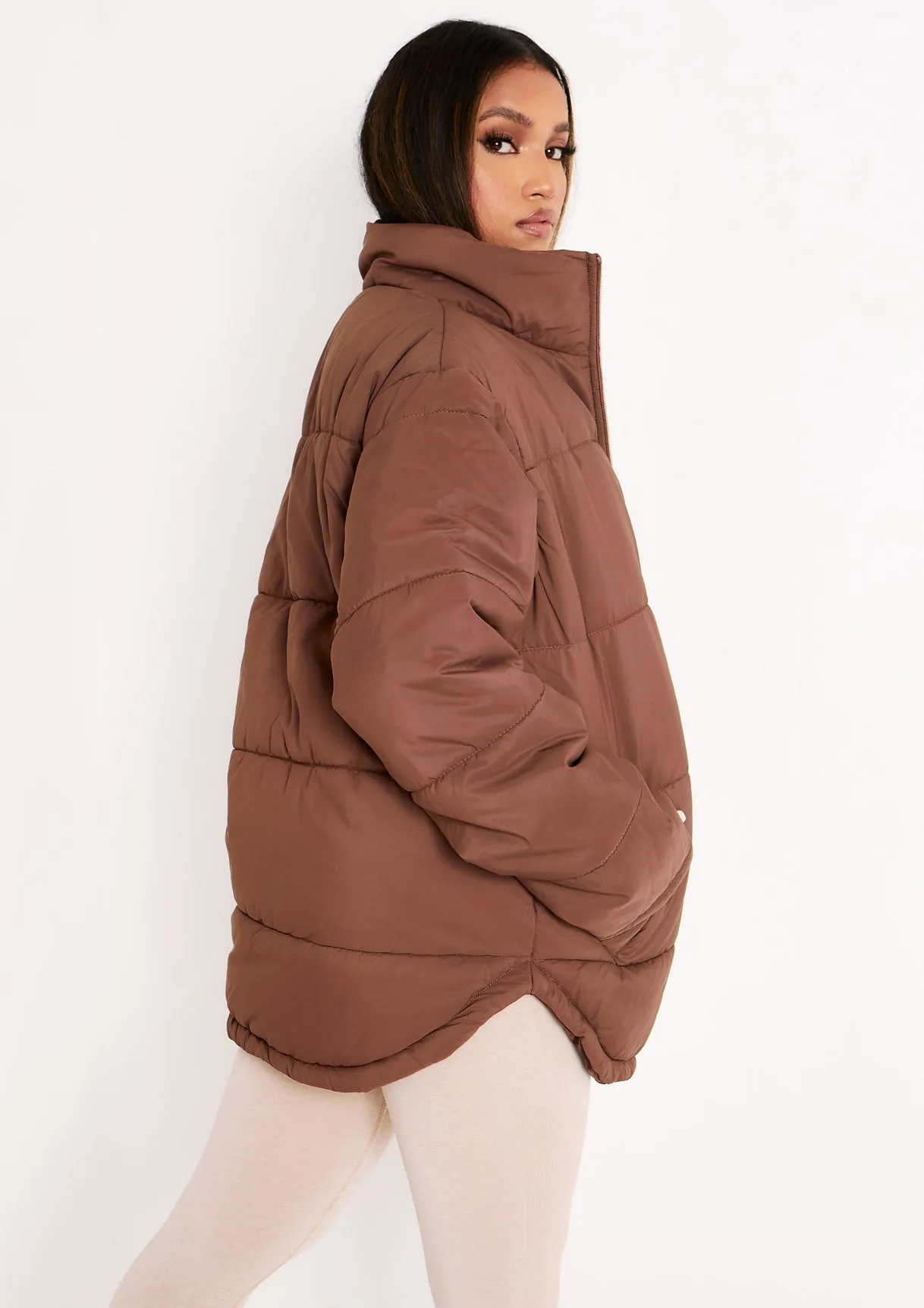 Nalia Chocolate Oversized Puffa Coat