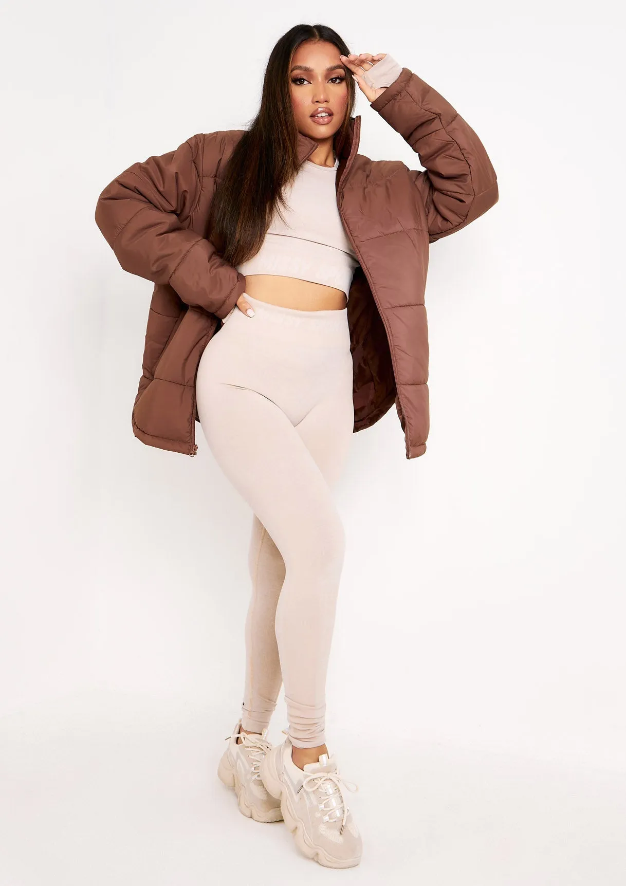 Nalia Chocolate Oversized Puffa Coat