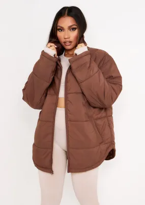 Nalia Chocolate Oversized Puffa Coat