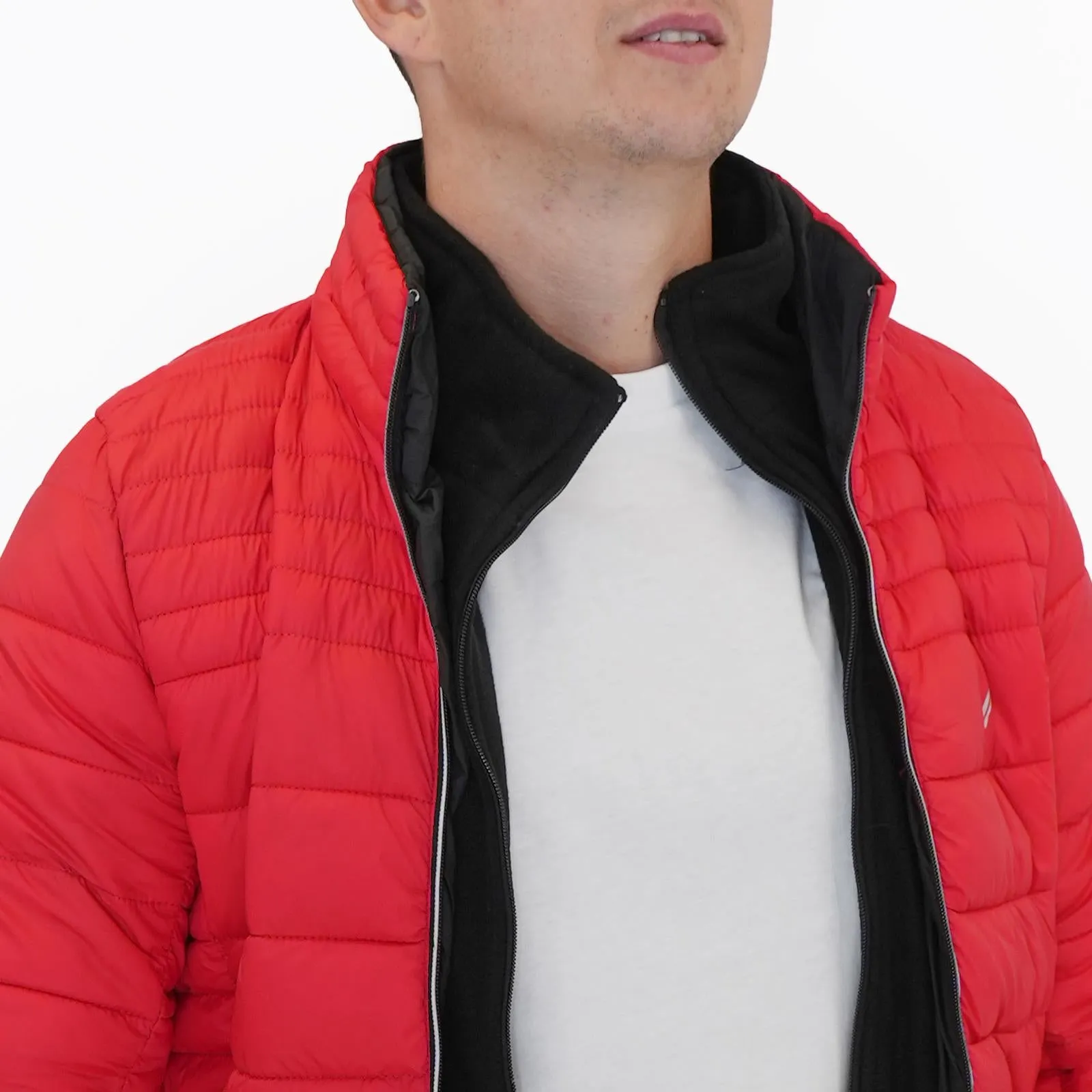 Nautica Performance Double Zip Puffer Jacket Red