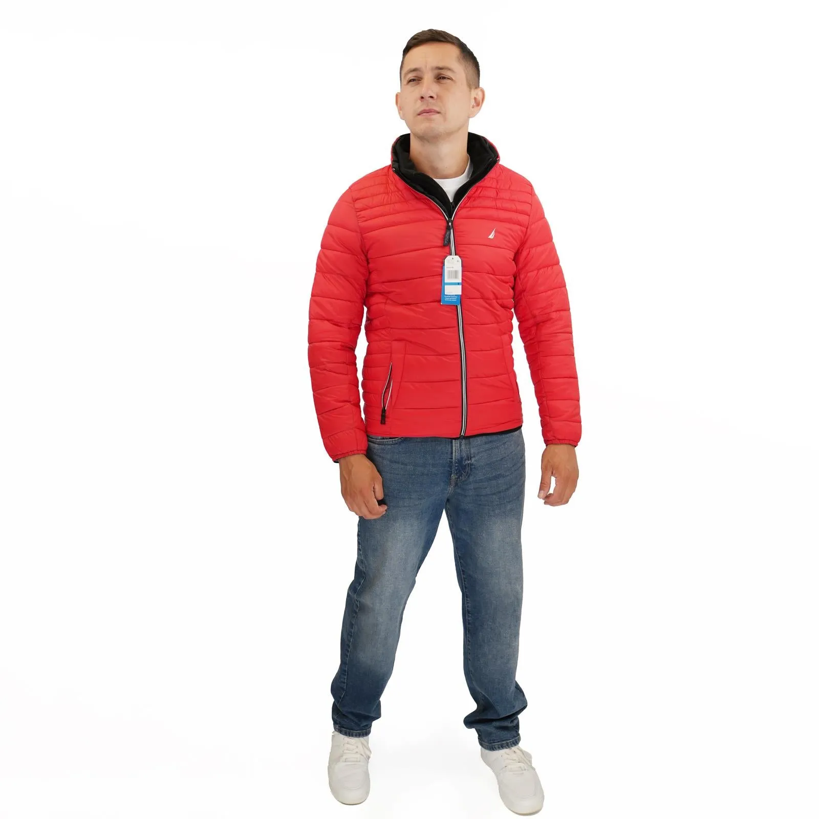 Nautica Performance Double Zip Puffer Jacket Red