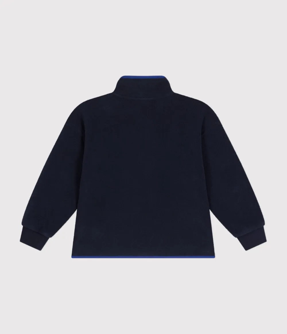 Navy Fleece Jacket w/ Blue Zipper - Petit Bateau FW24