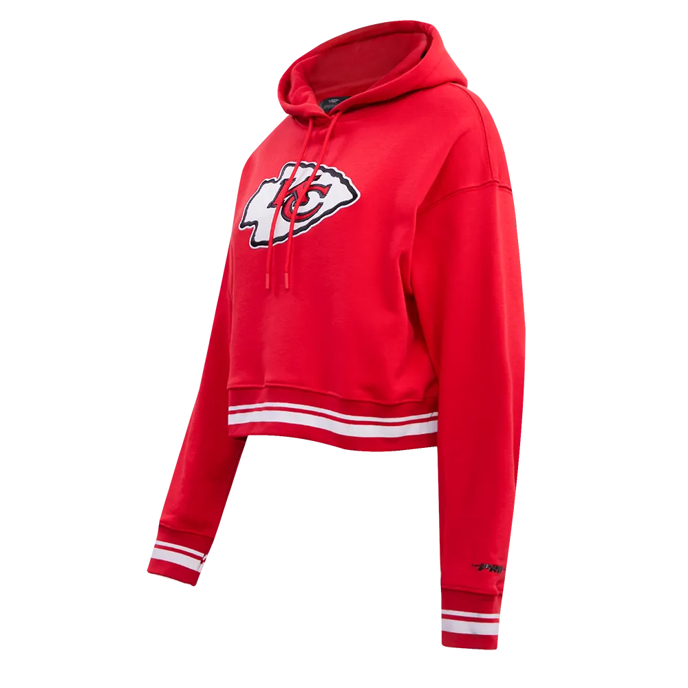 NFL KANSAS CITY CHIEFS RETRO CLASSIC WOMEN'S RIB CROPPED PO HOODIE (RED)