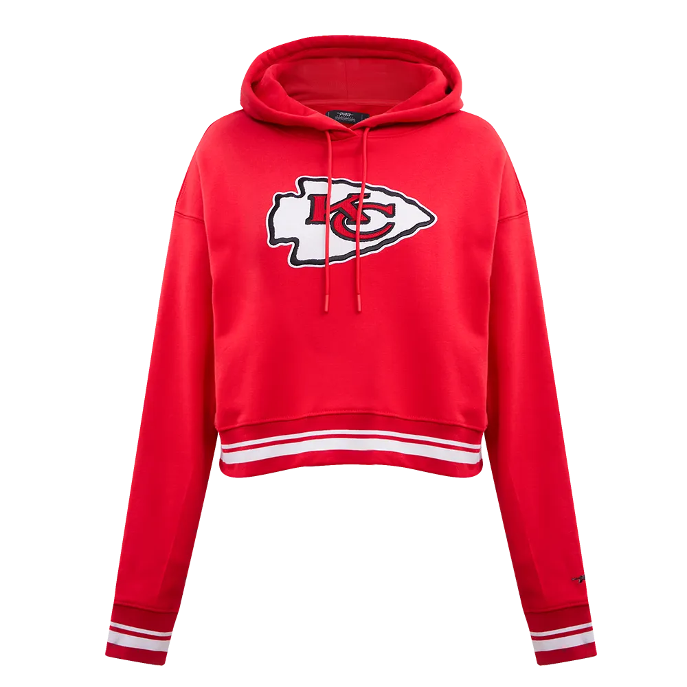 NFL KANSAS CITY CHIEFS RETRO CLASSIC WOMEN'S RIB CROPPED PO HOODIE (RED)