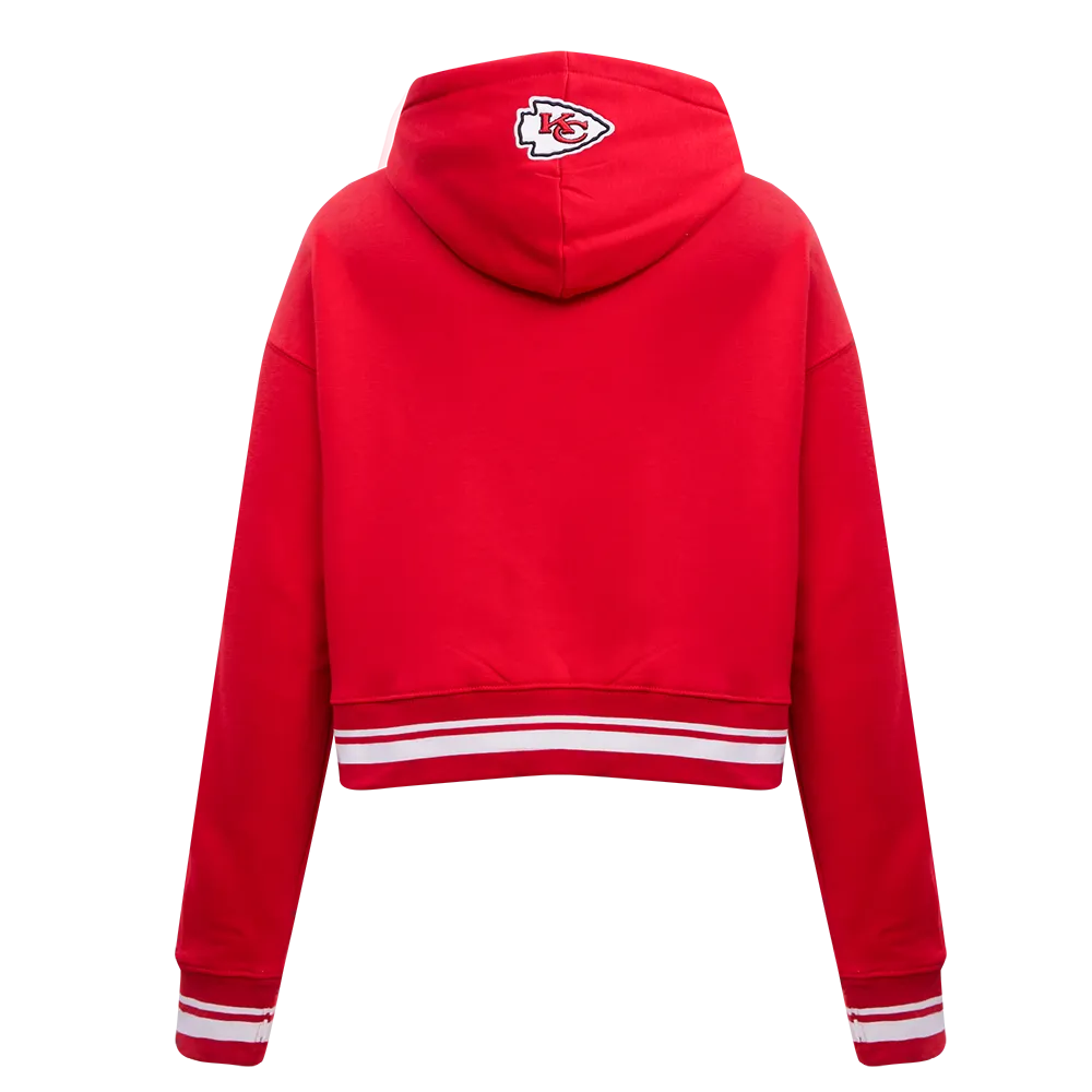 NFL KANSAS CITY CHIEFS RETRO CLASSIC WOMEN'S RIB CROPPED PO HOODIE (RED)