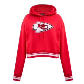 NFL KANSAS CITY CHIEFS RETRO CLASSIC WOMEN'S RIB CROPPED PO HOODIE (RED)