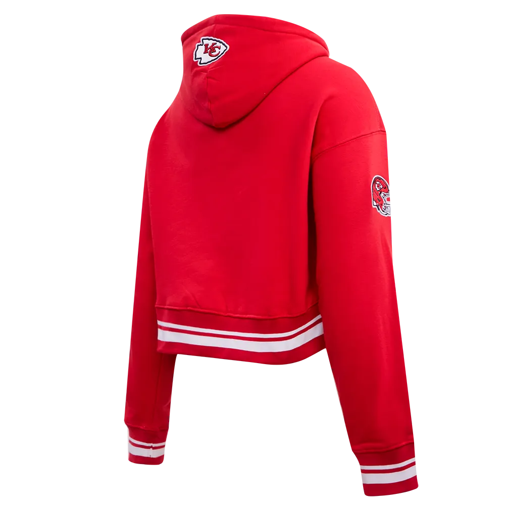 NFL KANSAS CITY CHIEFS RETRO CLASSIC WOMEN'S RIB CROPPED PO HOODIE (RED)