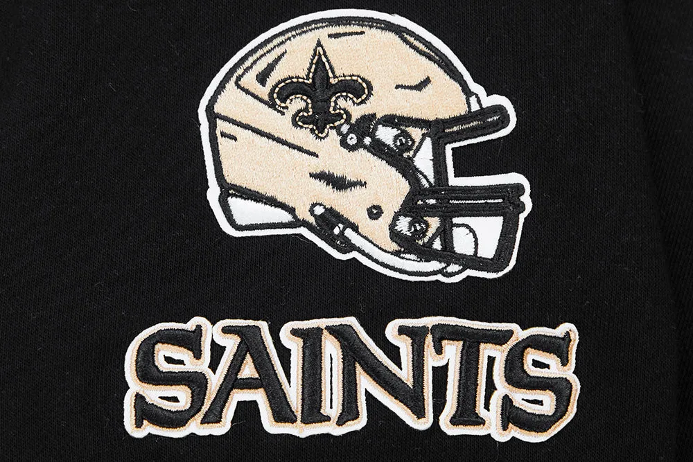 NFL NEW ORLEANS SAINTS CLASSIC WOMEN'S FLC CROPPED PO HOODIE (BLACK)