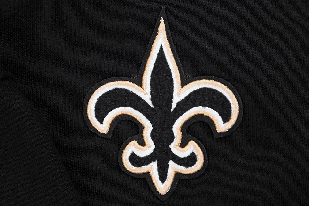 NFL NEW ORLEANS SAINTS CLASSIC WOMEN'S FLC CROPPED PO HOODIE (BLACK)