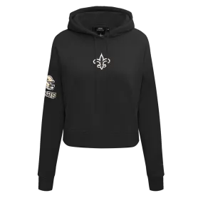 NFL NEW ORLEANS SAINTS CLASSIC WOMEN'S FLC CROPPED PO HOODIE (BLACK)