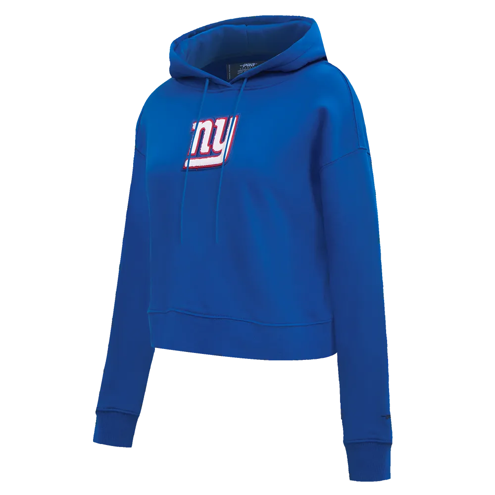 NFL NEW YORK GIANTS WOMEN'S CROPPED FLEECE HOODIE (DODGER BLUE)