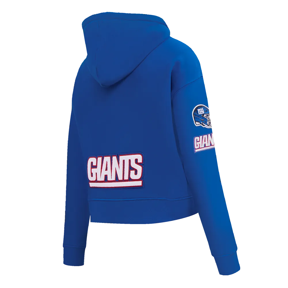 NFL NEW YORK GIANTS WOMEN'S CROPPED FLEECE HOODIE (DODGER BLUE)