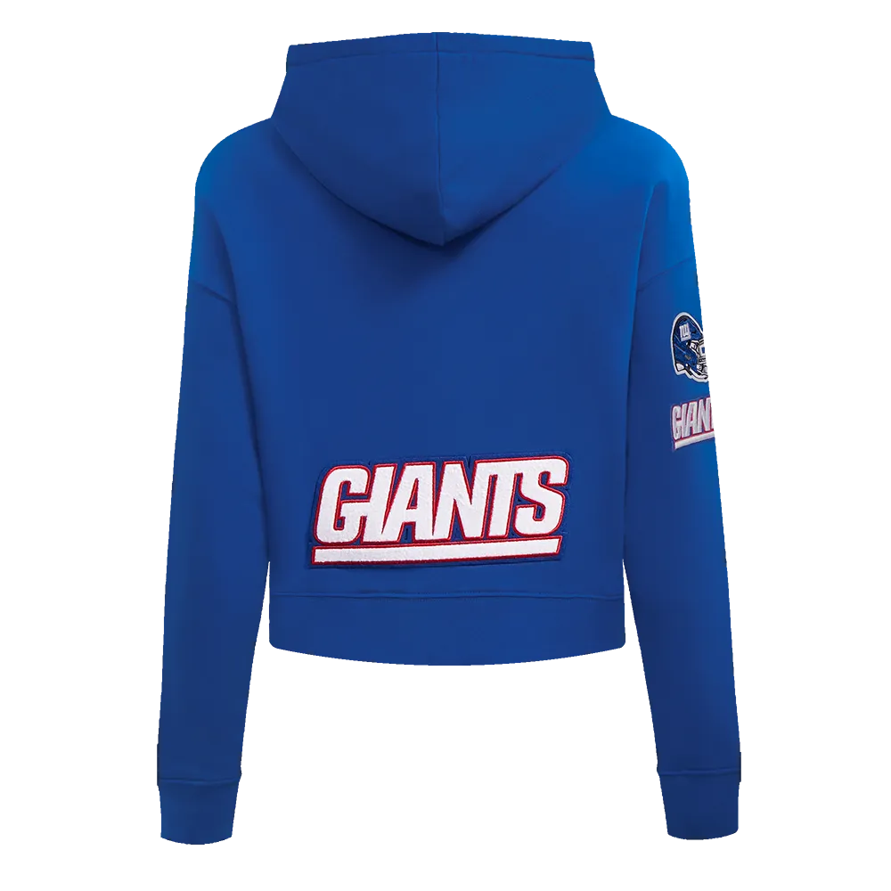 NFL NEW YORK GIANTS WOMEN'S CROPPED FLEECE HOODIE (DODGER BLUE)