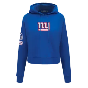 NFL NEW YORK GIANTS WOMEN'S CROPPED FLEECE HOODIE (DODGER BLUE)