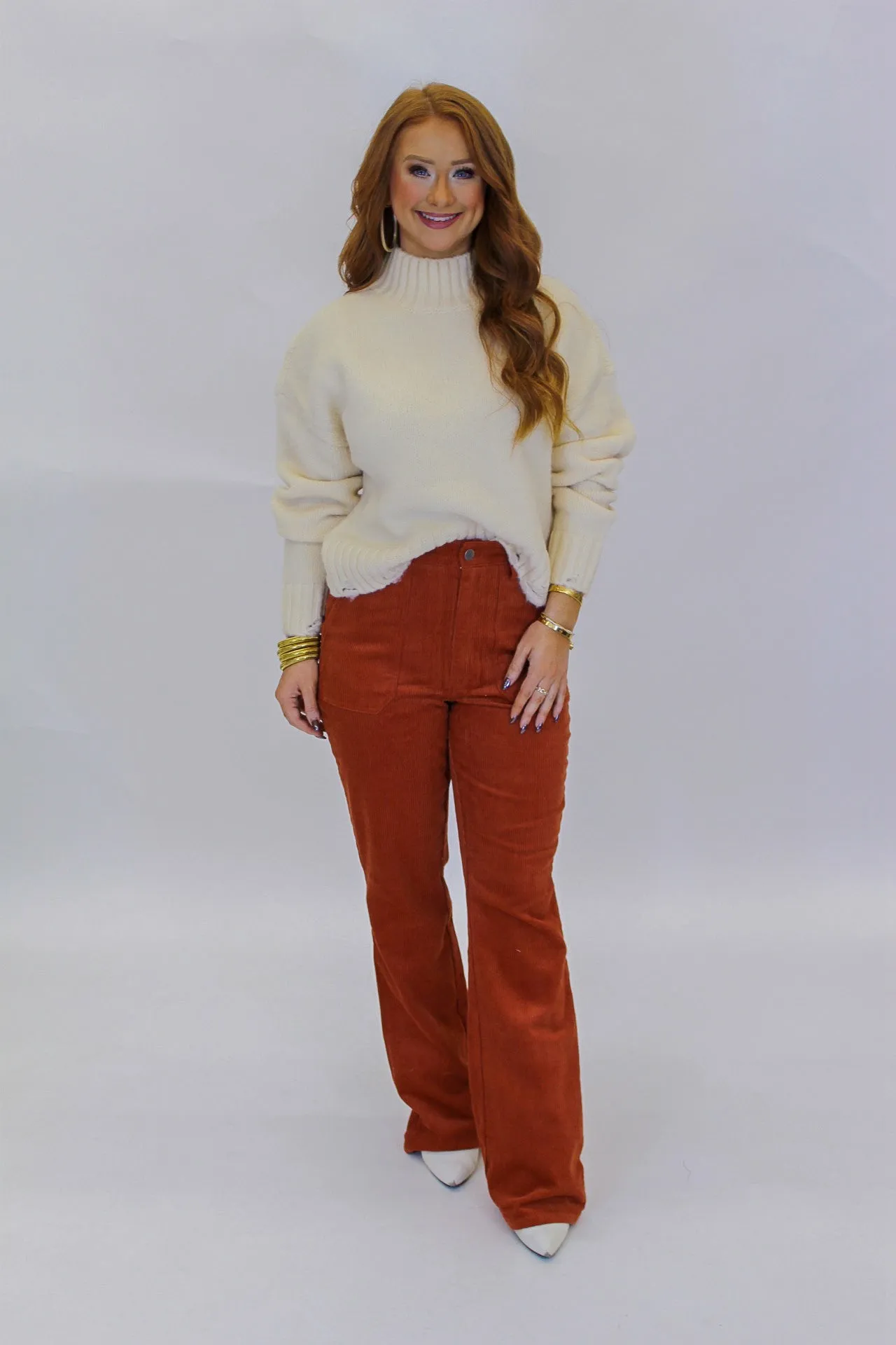 Noca Corduroy Flare Pants- Clay