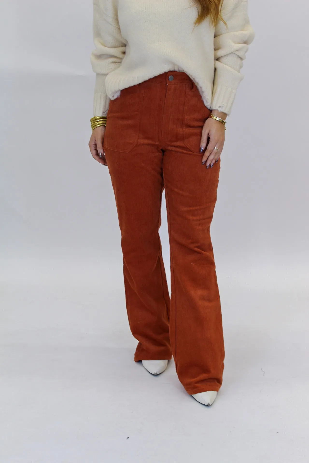 Noca Corduroy Flare Pants- Clay