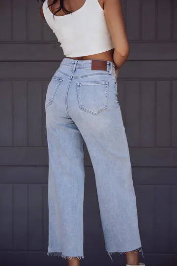 Nori High Waist Cropped Wide Jeans