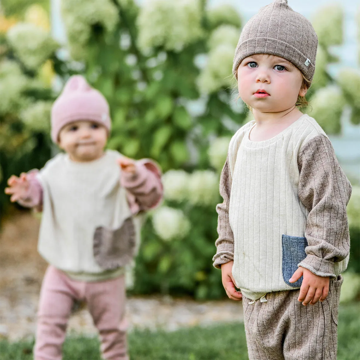 oh baby! Wide Rib Sweater Knit Boxy - Vanilla, Mushroom, Charcoal Combo