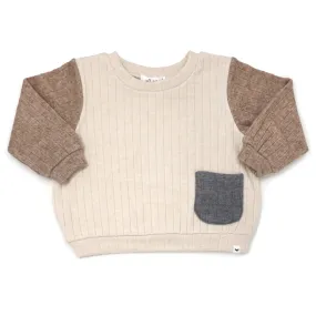 oh baby! Wide Rib Sweater Knit Boxy - Vanilla, Mushroom, Charcoal Combo