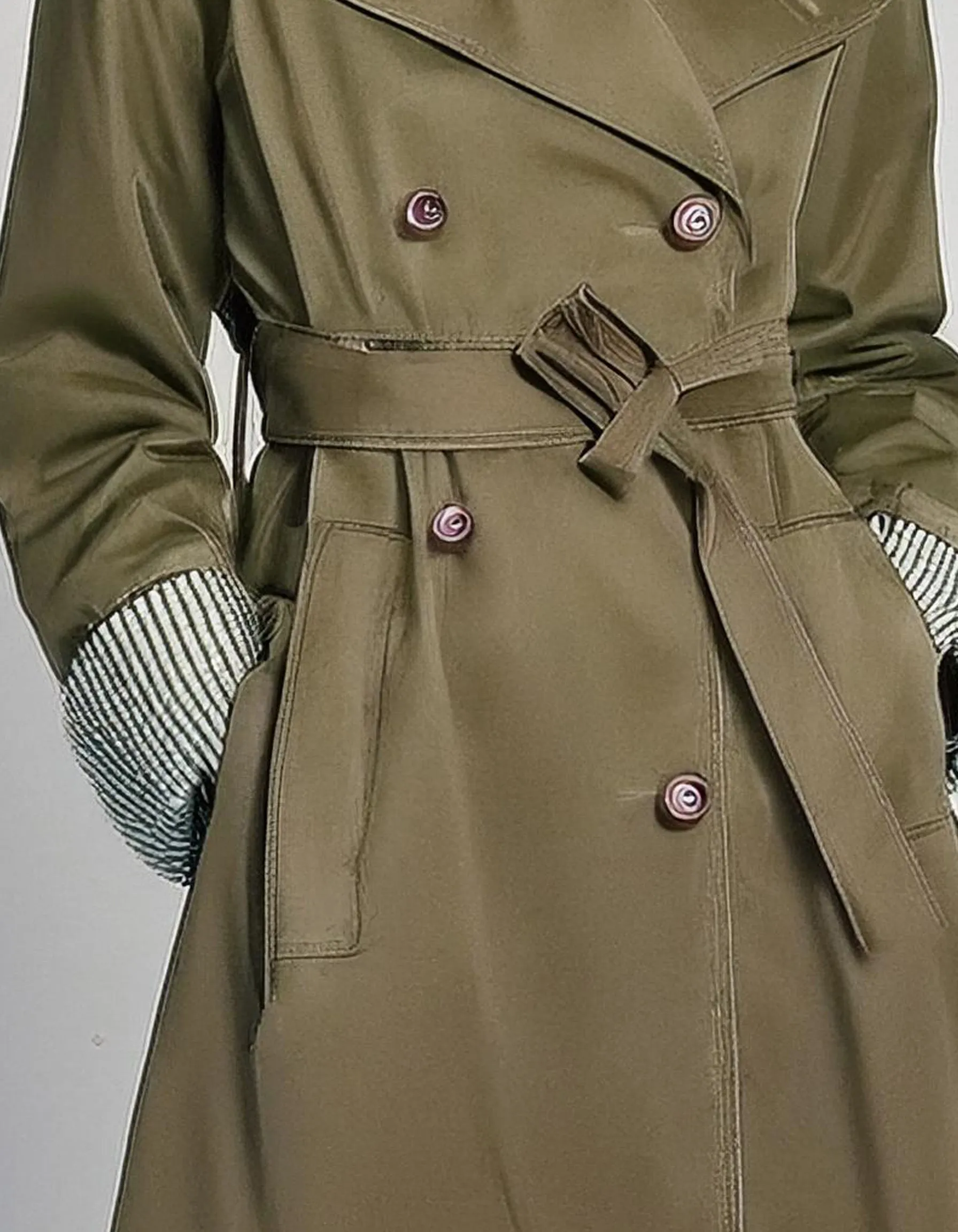 Olive Military-Inspired Trench Coats