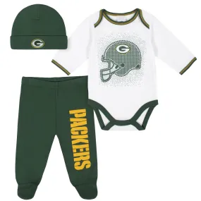 Packers Baby Boys 3-Piece Bodysuit, Pant, and Cap Set