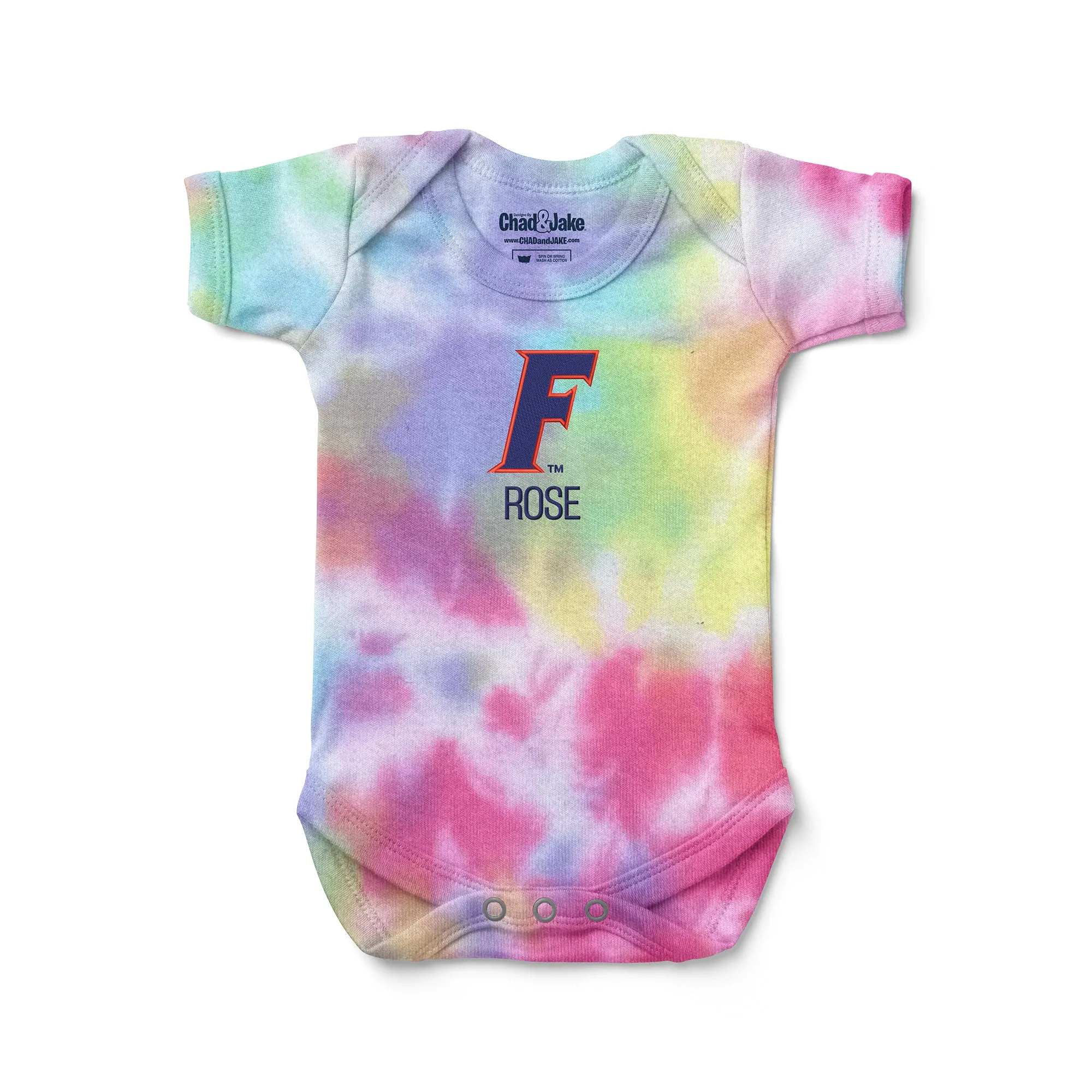 Personalized Florida Gators Slanted F Tie Dye Bodysuit