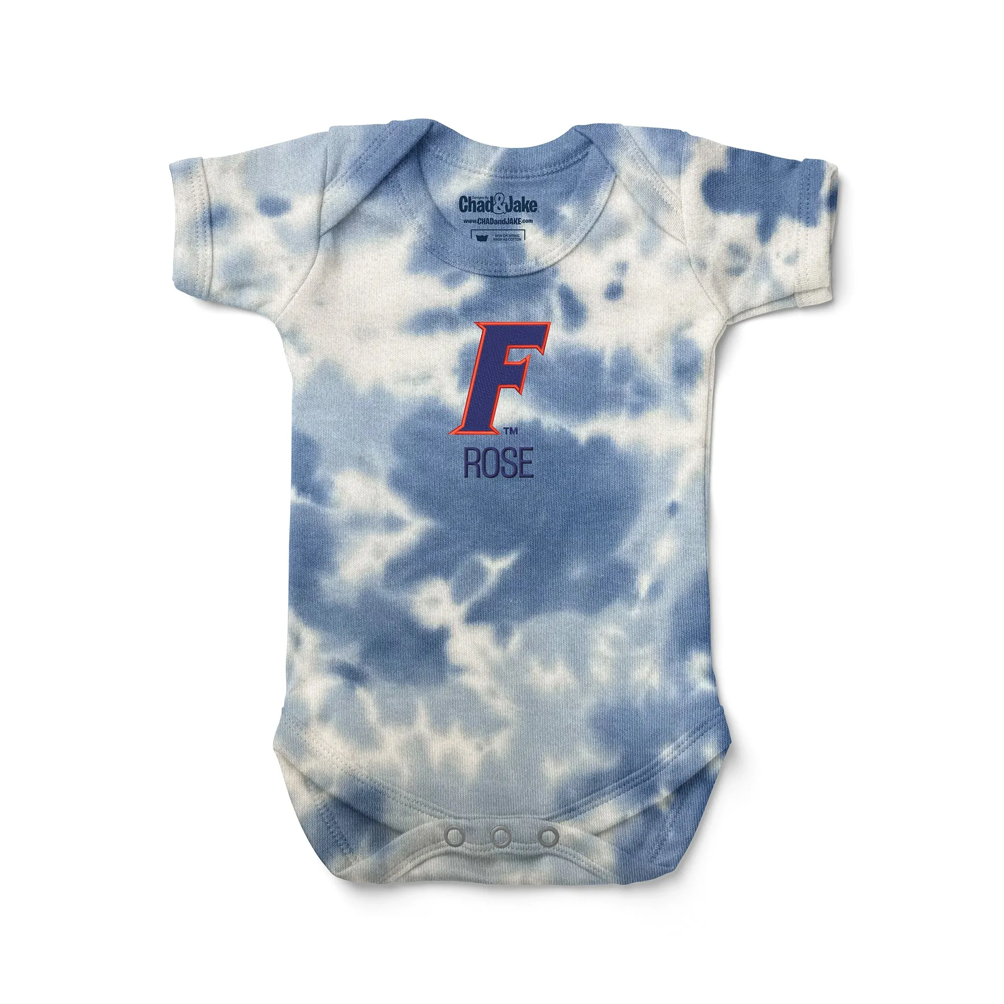 Personalized Florida Gators Slanted F Tie Dye Bodysuit