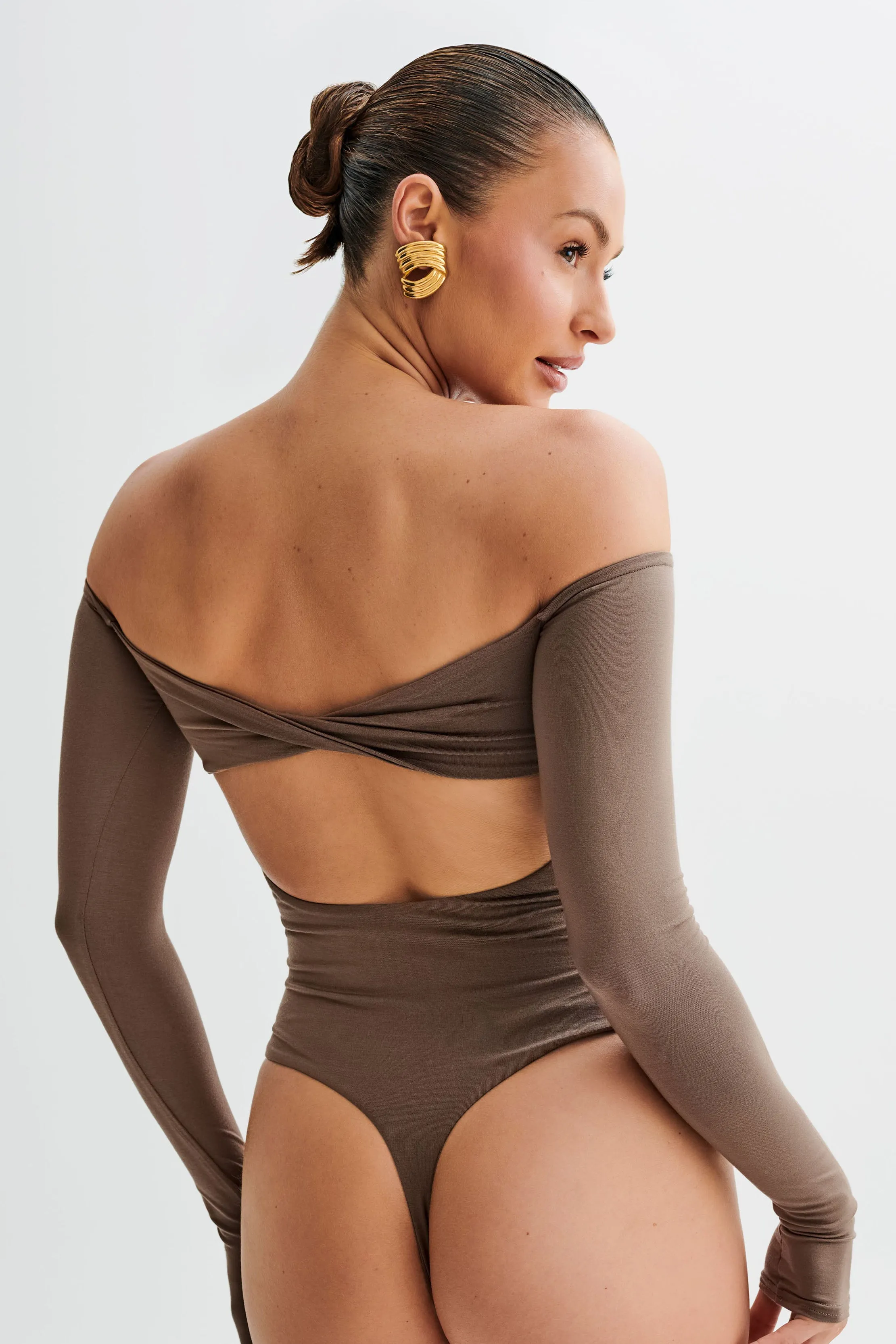 Peta Off Shoulder Modal Long Sleeve Bodysuit - Coco