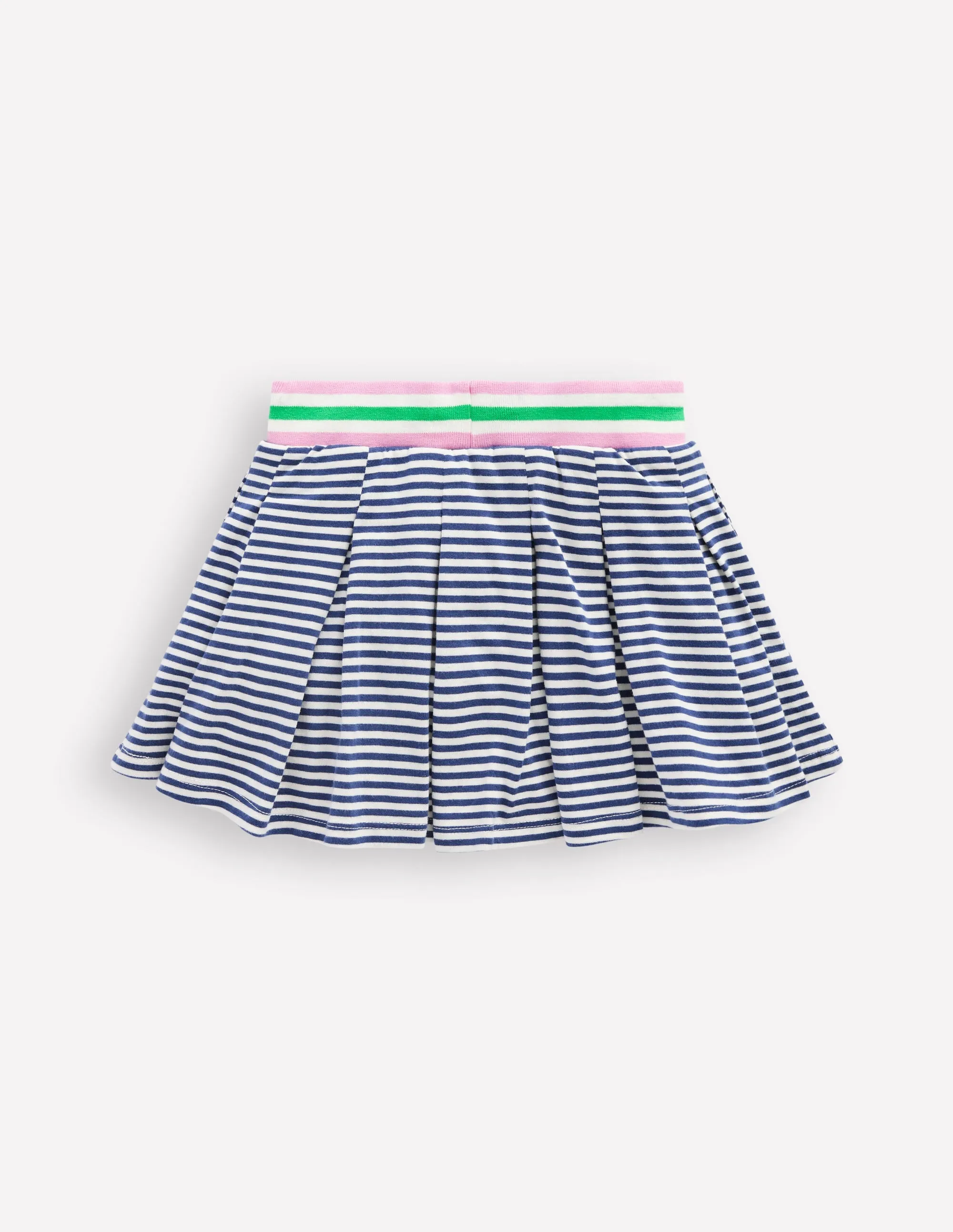 Pleated Jersey Skort-Starboard Ivory Stripe