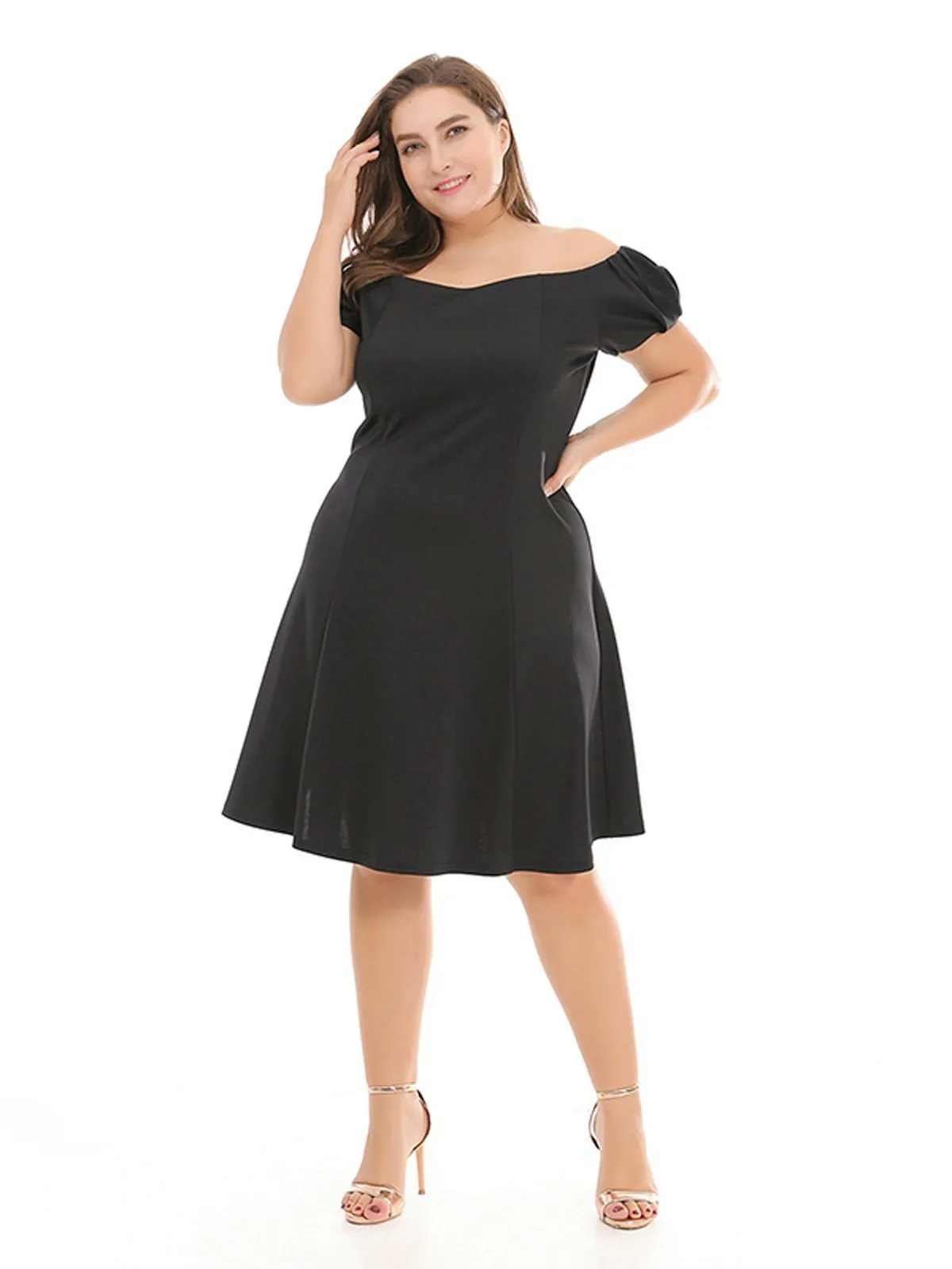 Plus Size 1950s Off Shoulder Dress