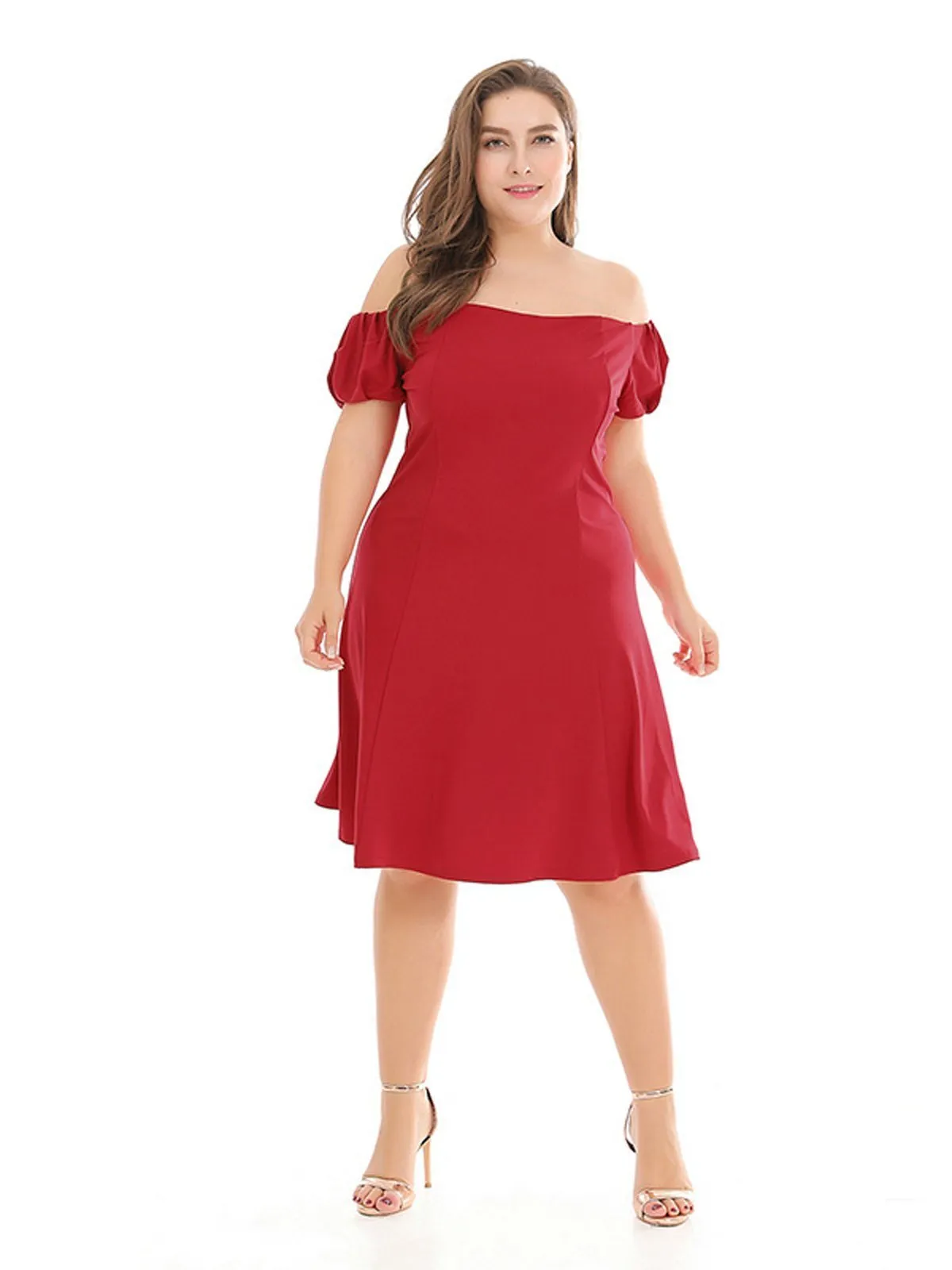 Plus Size 1950s Off Shoulder Dress