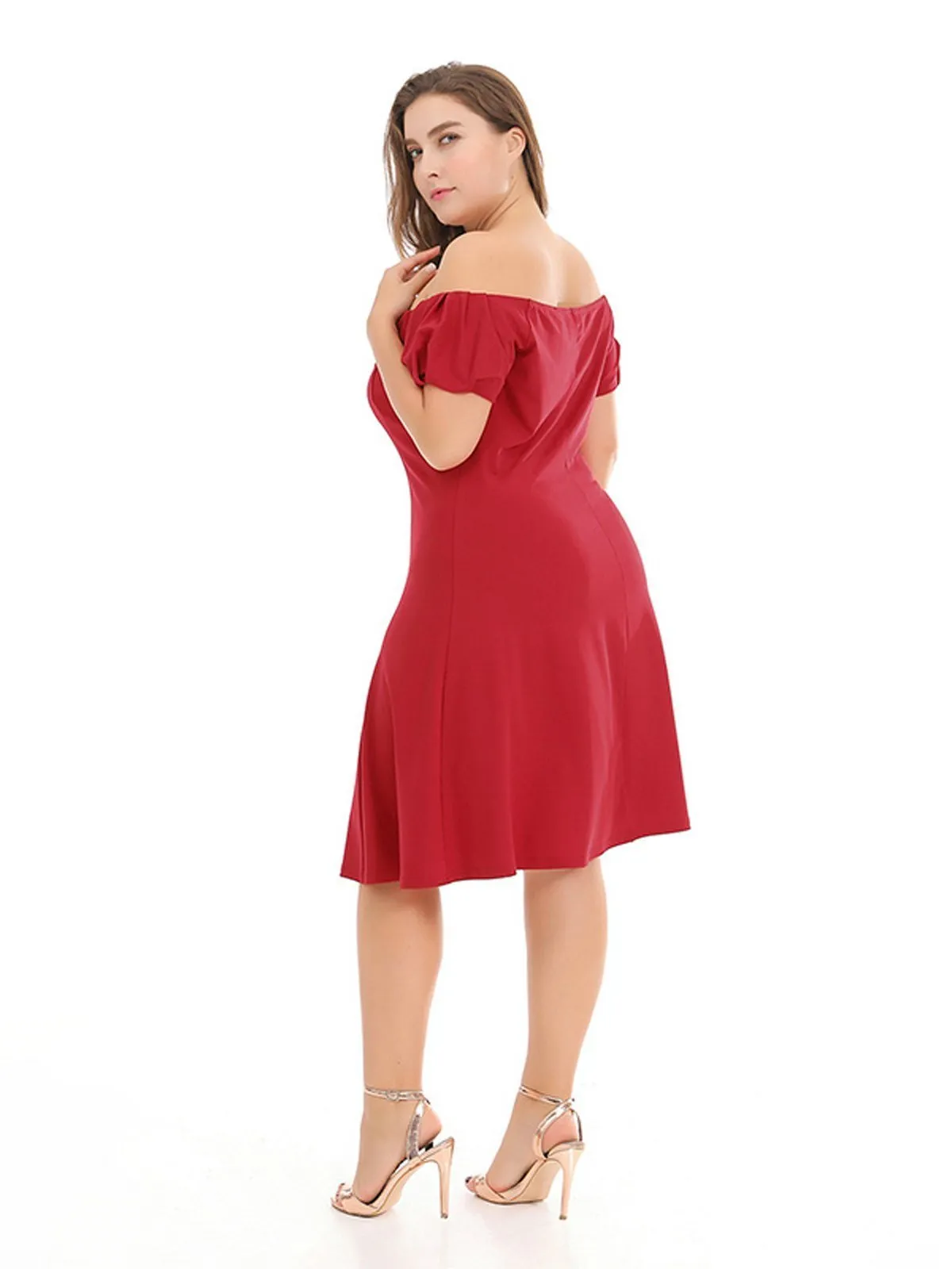 Plus Size 1950s Off Shoulder Dress