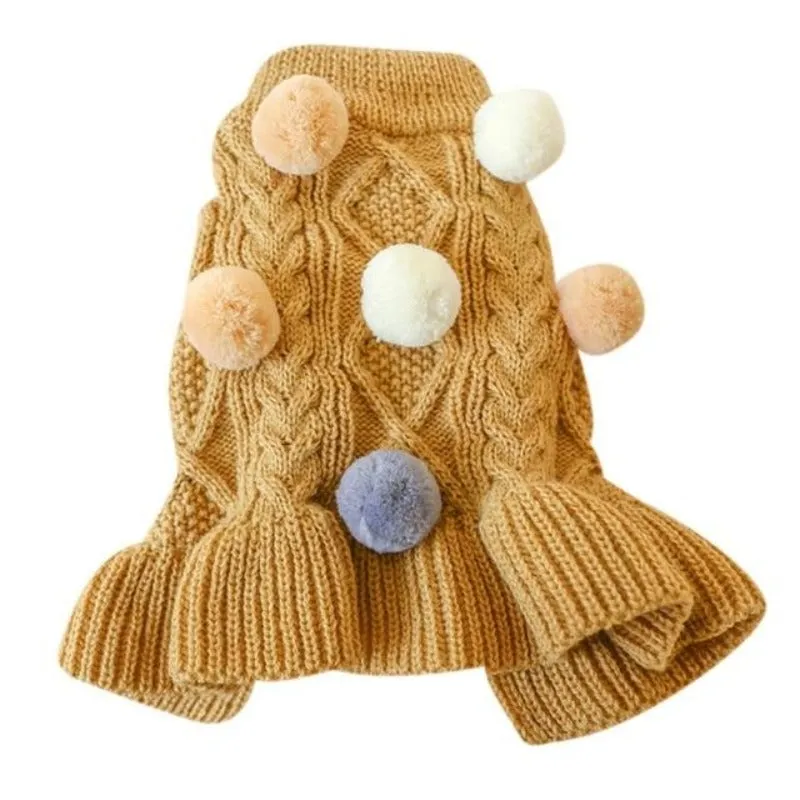 Pom Pom Sweater Dog Dress