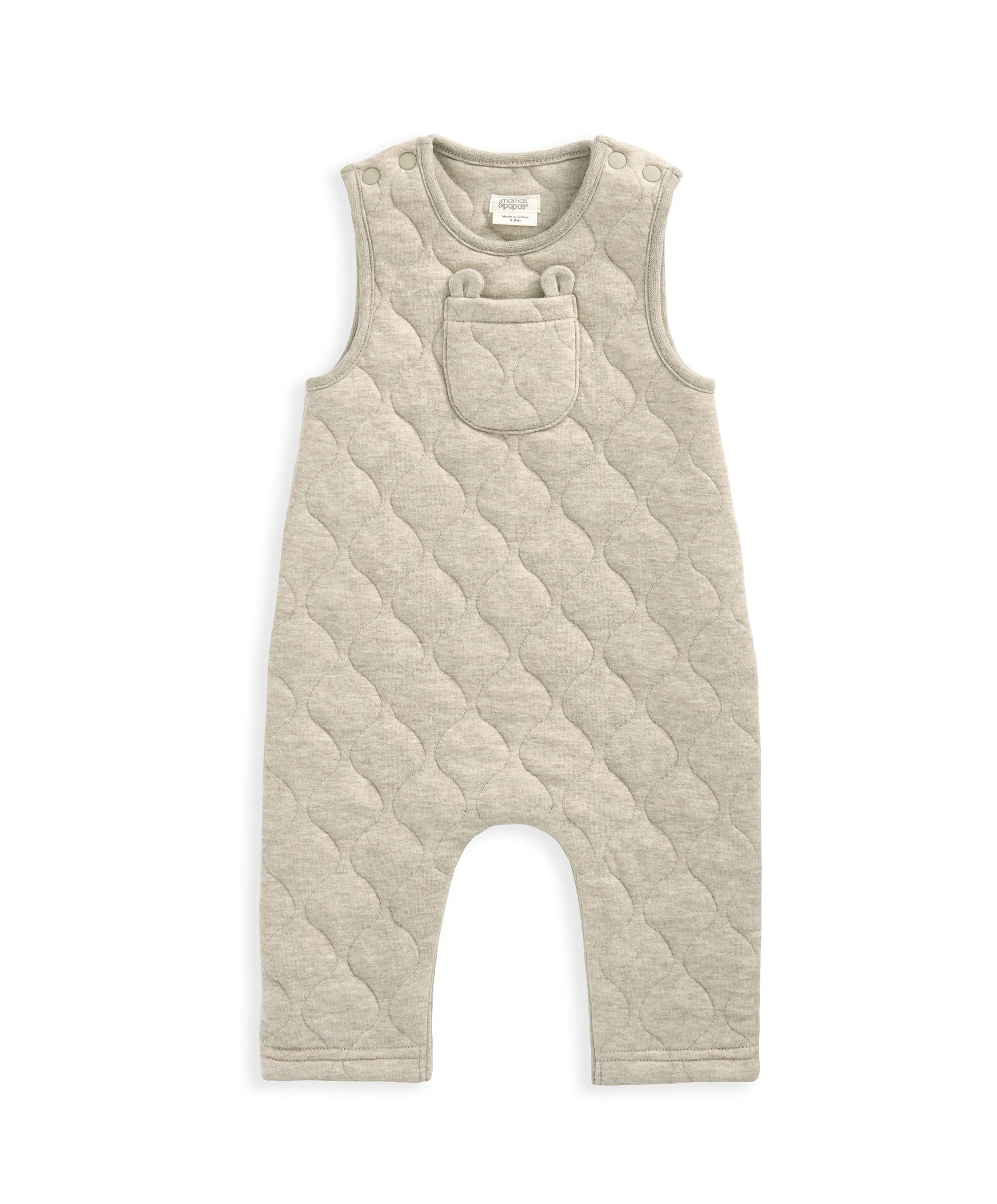 Quilted Dungarees & Bodysuit Set - Sand