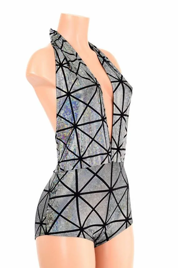 "Josie" Romper in Silver Cracked Tile