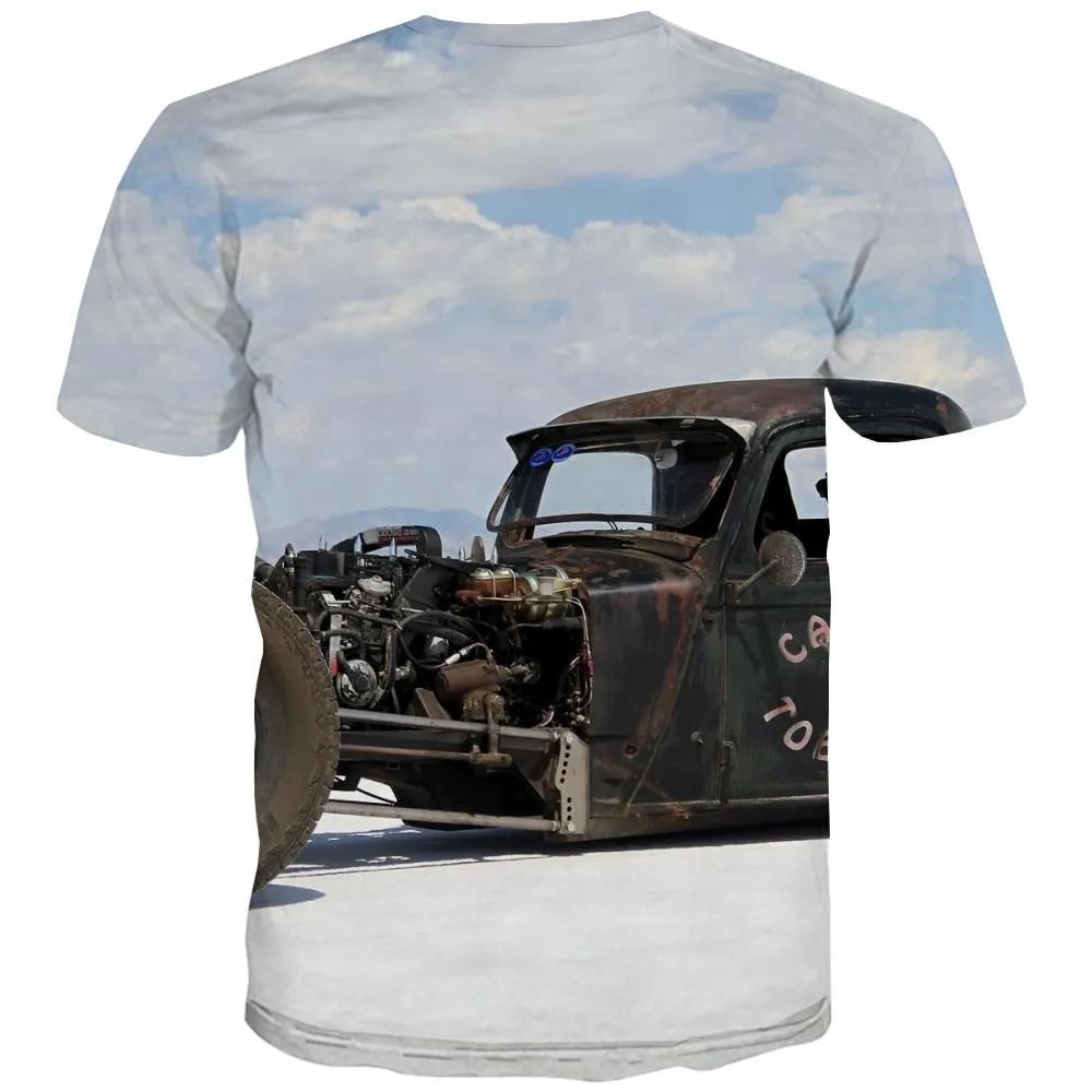 Racing Car T shirts Men Metal Shirt Print City T shirts Funny Gray Tshirts Cool Retro T-shirts Graphic