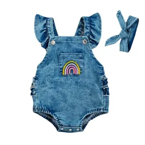 Rainbow Denim Baby Romper