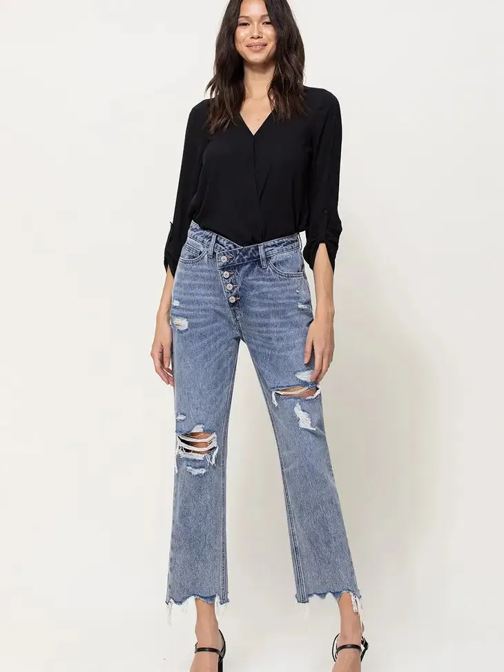 River Criss Cross Boyfriend Jeans