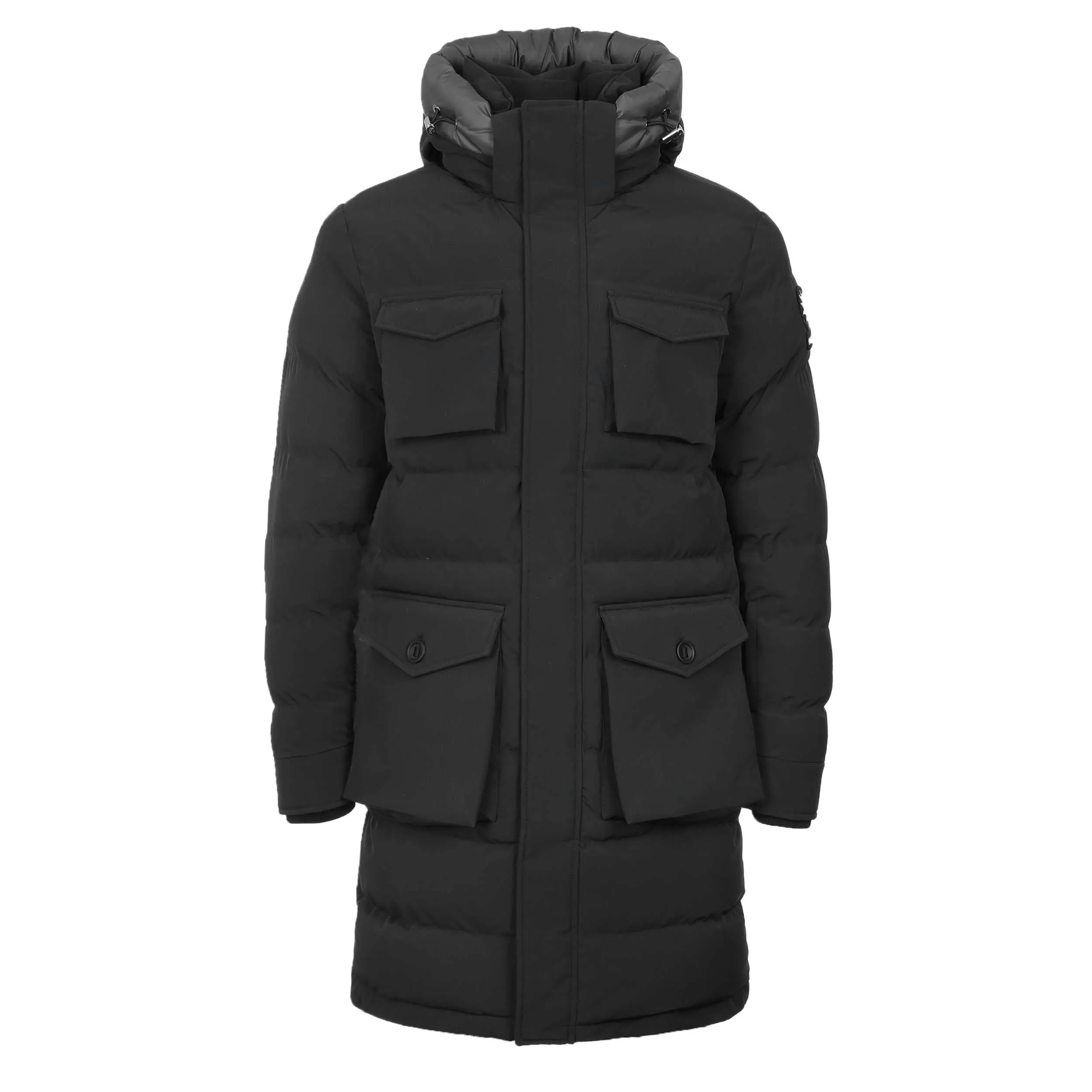 Sandbanks Branksome Long Puffer Jacket in Black