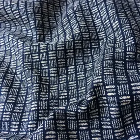 SEVENBERRY • Rustic Indigo Cotton Fabric • Geo Lines